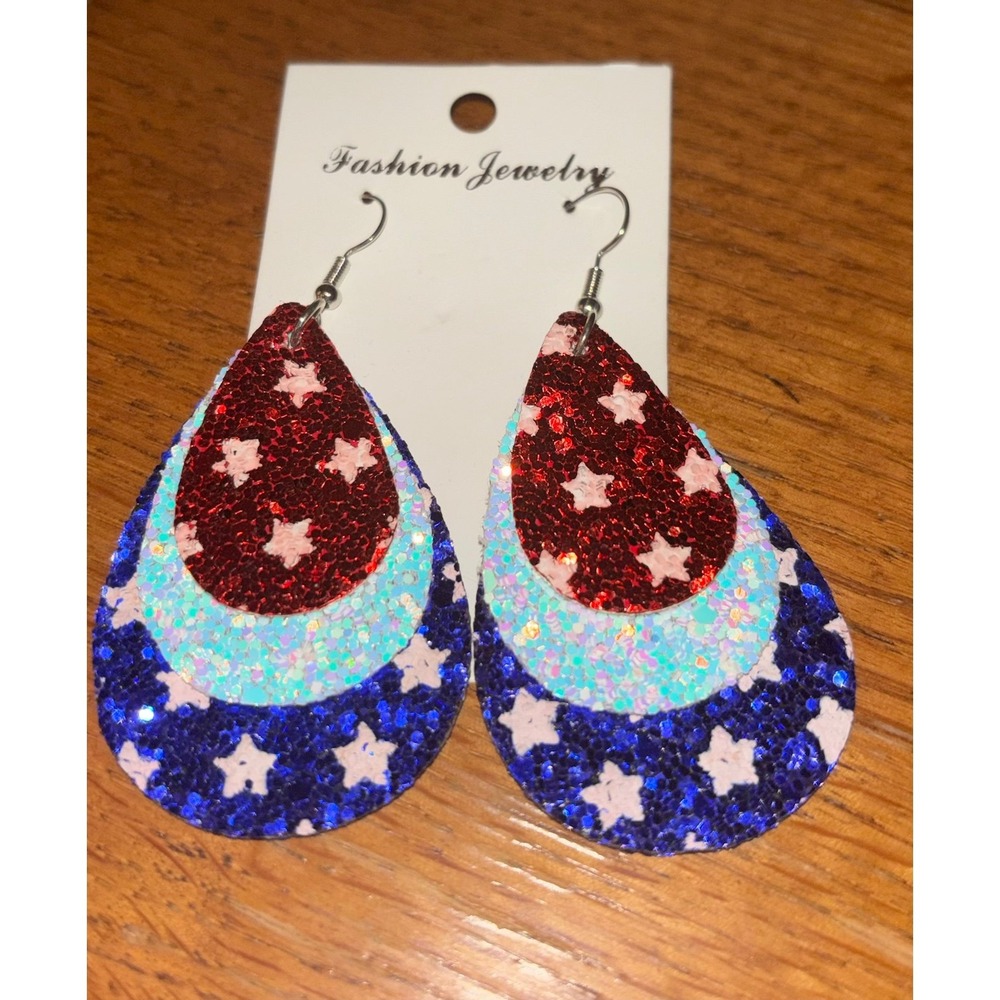 Patriotic Faux Leather Earrings